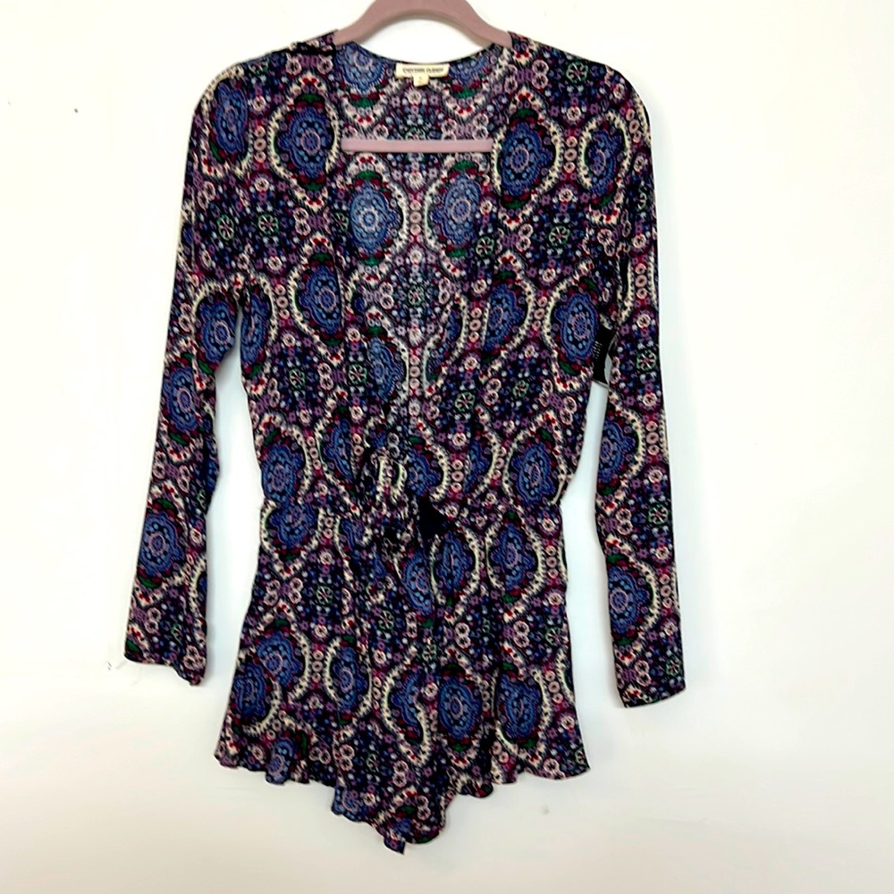 🌞 Cotton Candy long sleeve cute sexy romper Blue & white cool design women M